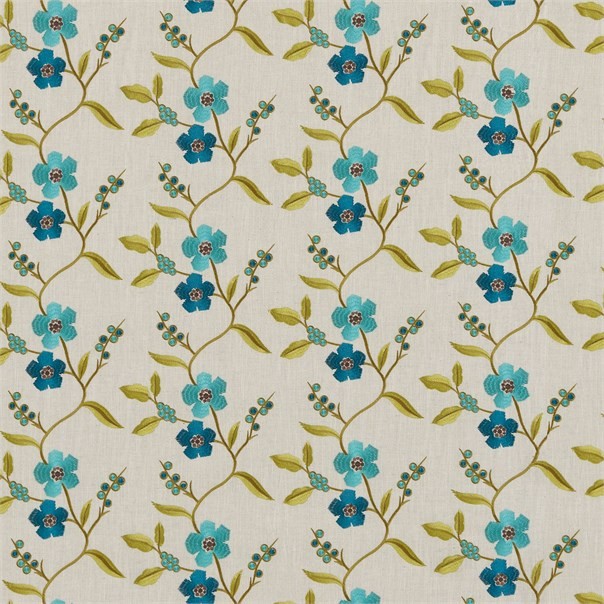 Ophelia Neutral Teal and Lime Fabric by Harlequin