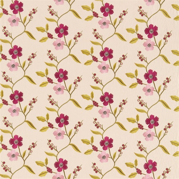 Ophelia Neutral Raspberry and Green Fabric by Harlequin