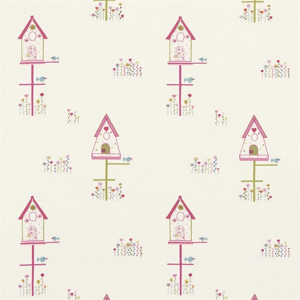 Home Tweet Home Pink/Lime/Duckegg Fabric by Harlequin