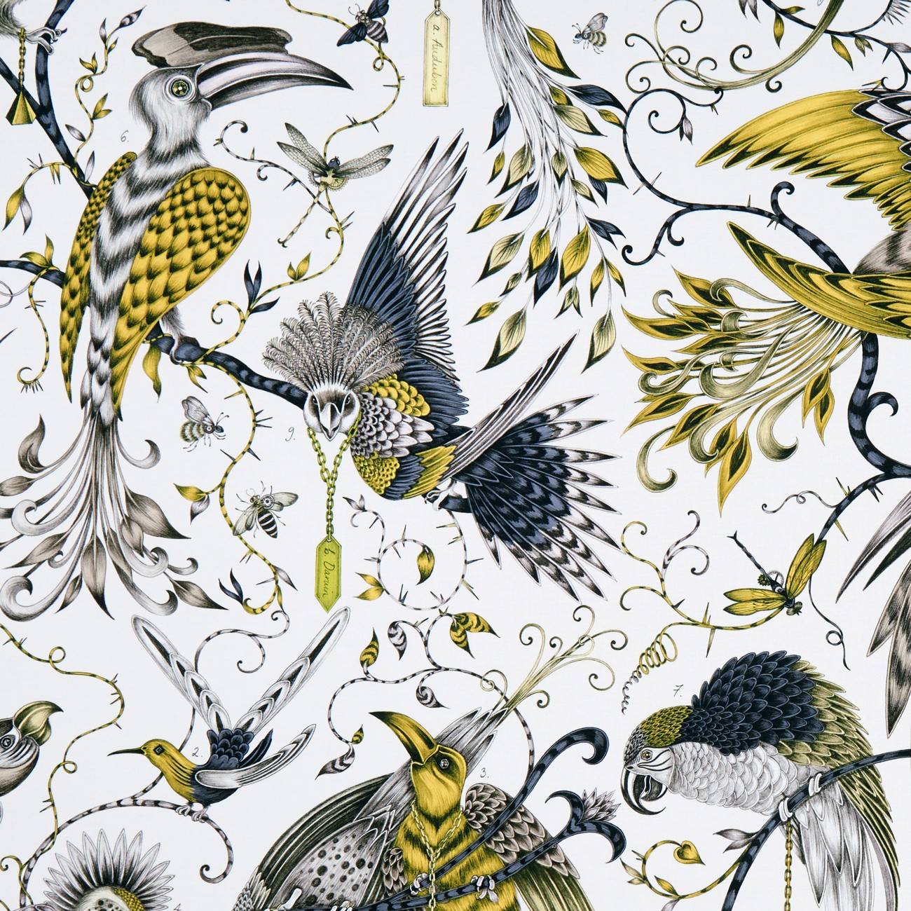 Audubon Gold Fabric by Emma J Shipley