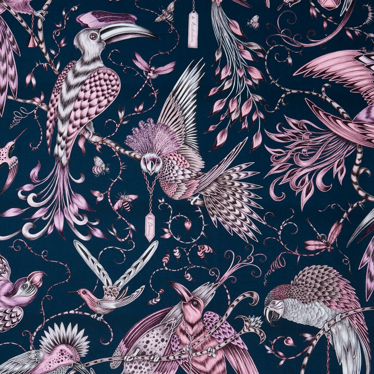 Audubon Pink Fabric by Emma J Shipley