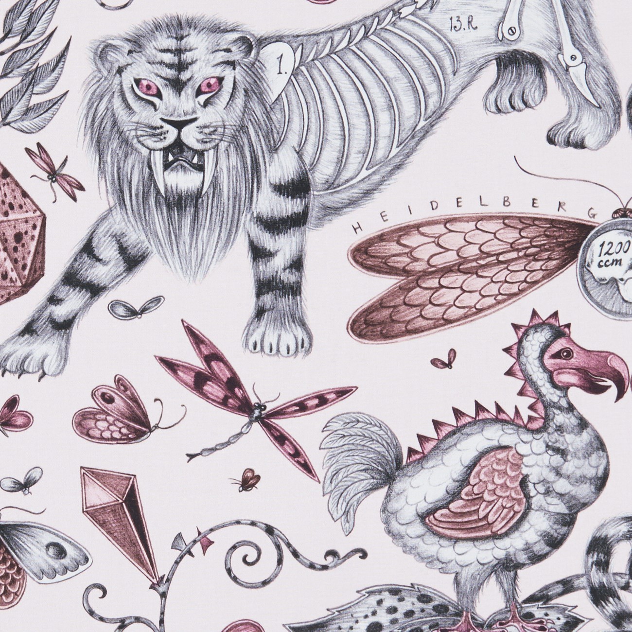 Extinct Pink Fabric by Emma J Shipley