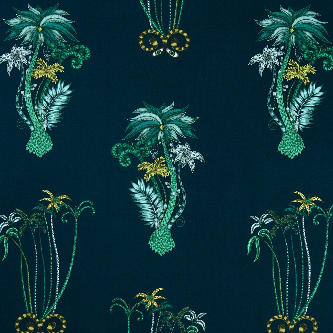 Jungle Palms Navy Fabric by Emma J Shipley