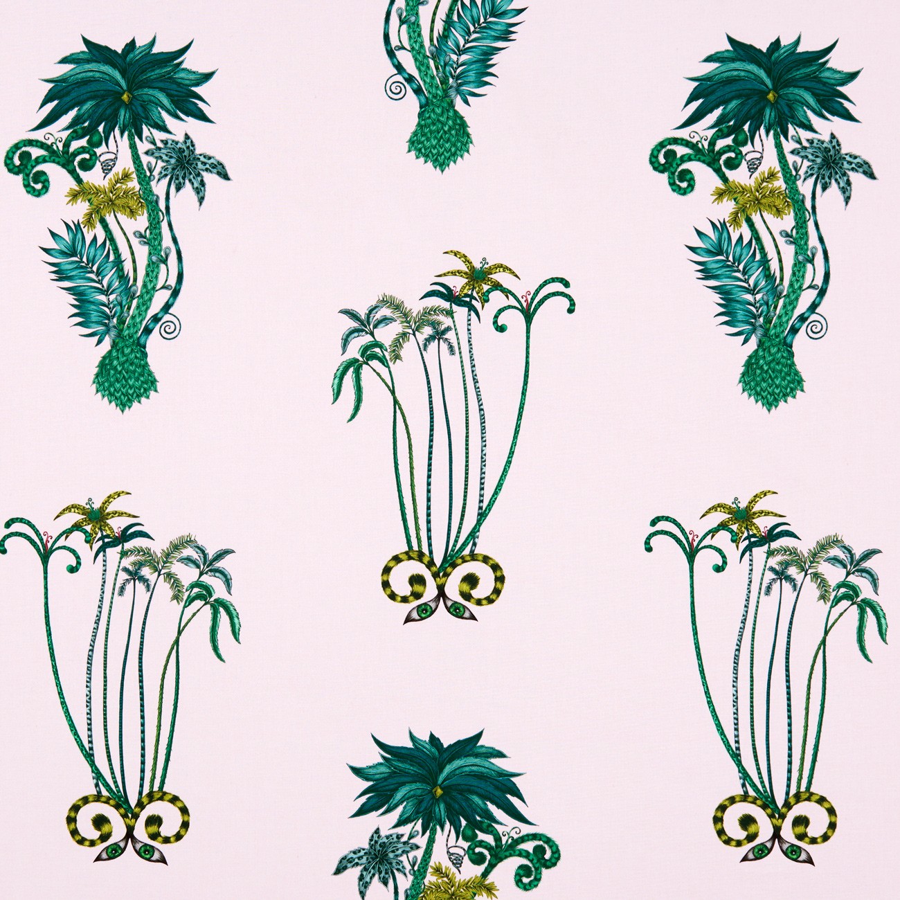 Jungle Palms Pink Fabric by Emma J Shipley