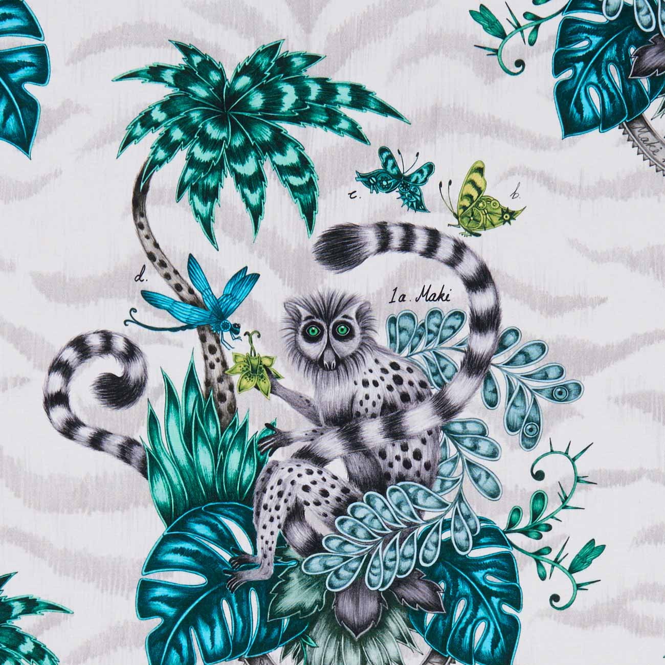 Lemur Jungle Fabric by Emma J Shipley