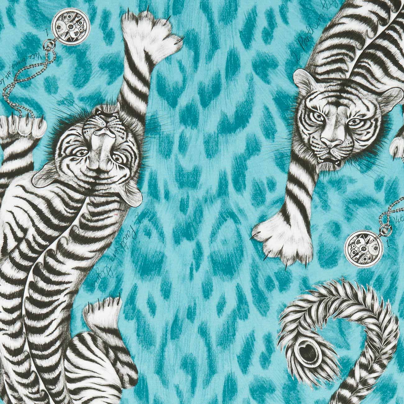 Tigris Teal Fabric by Emma J Shipley