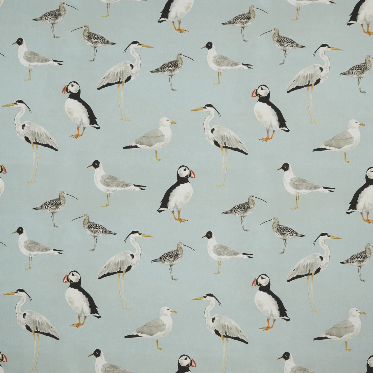 Seabirds Aqua Fabric by iLiv
