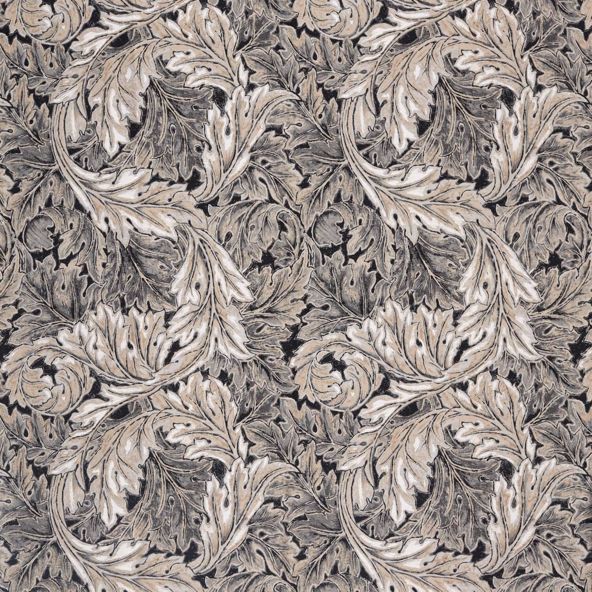 Pure Acanthus Weave Black Ink Fabric by William Morris & Co.
