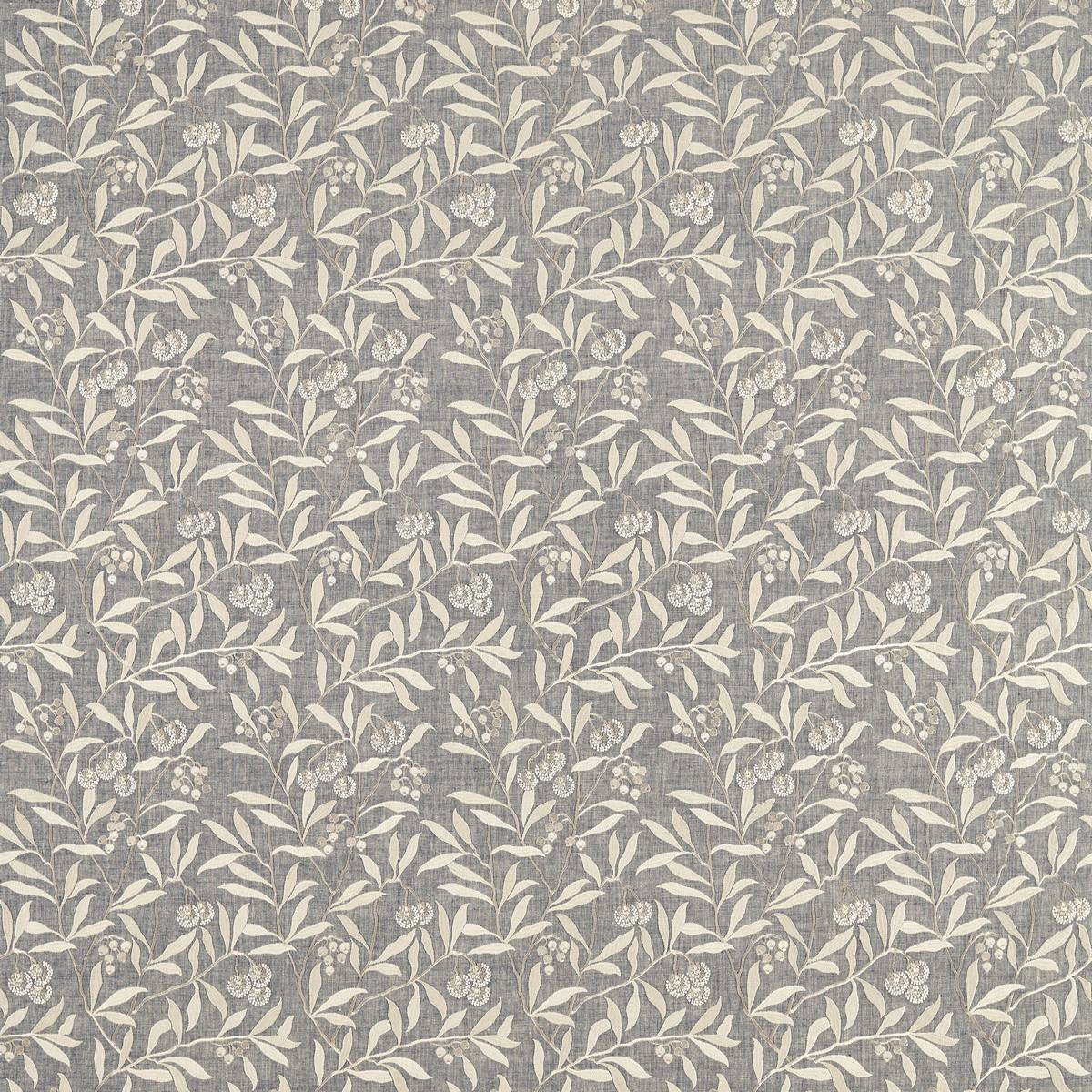 Pure Arbutus Embroidery Inky Grey Fabric by William Morris & Co.