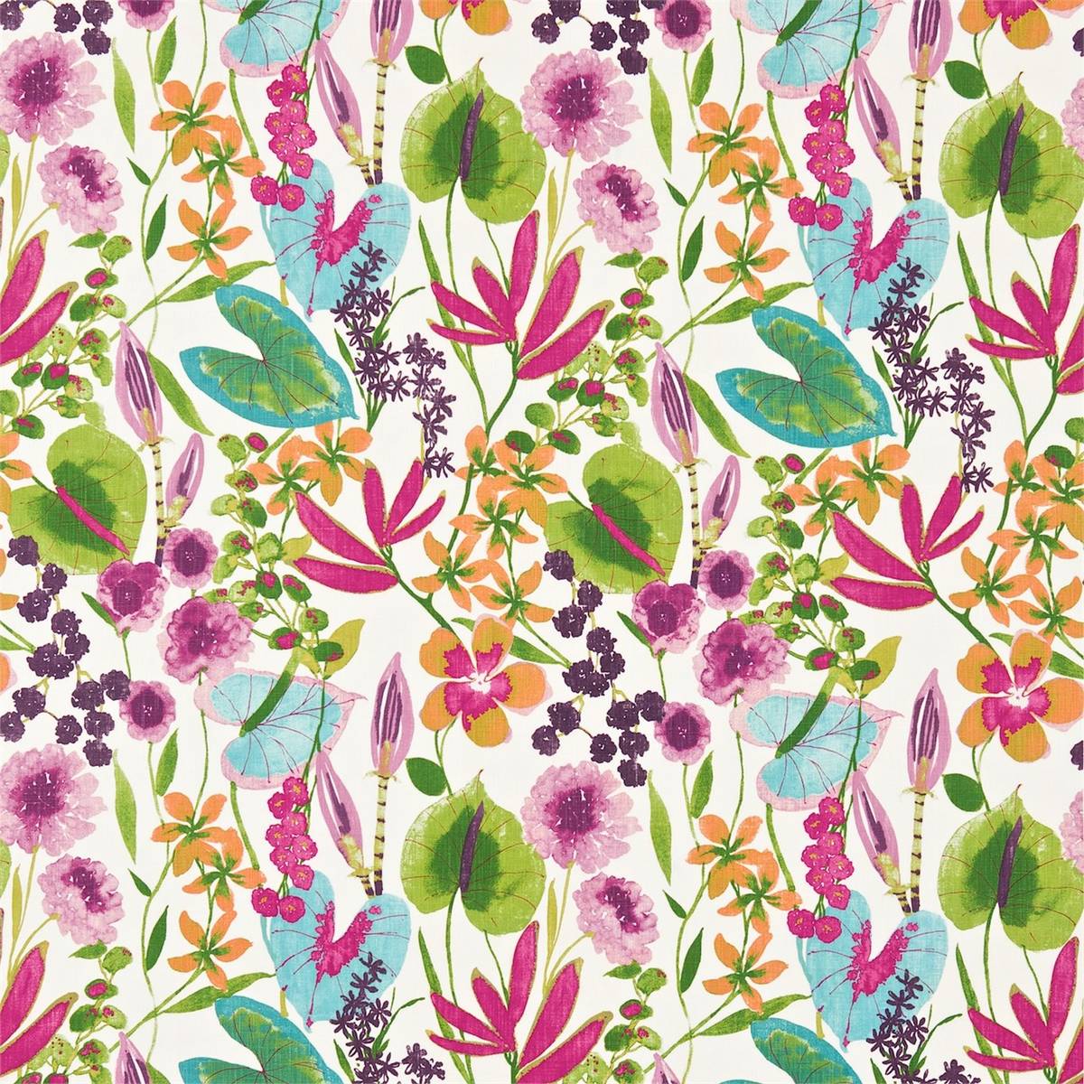 Nalina Flamingo/Papaya/Loganberry Fabric by Harlequin
