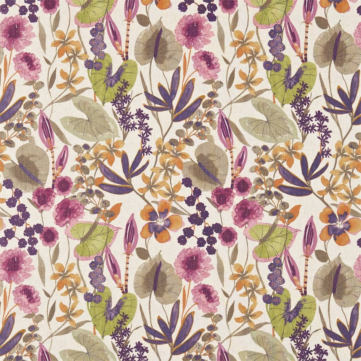 Nalina Loganberry/Raspberry/Apricot Fabric by Harlequin