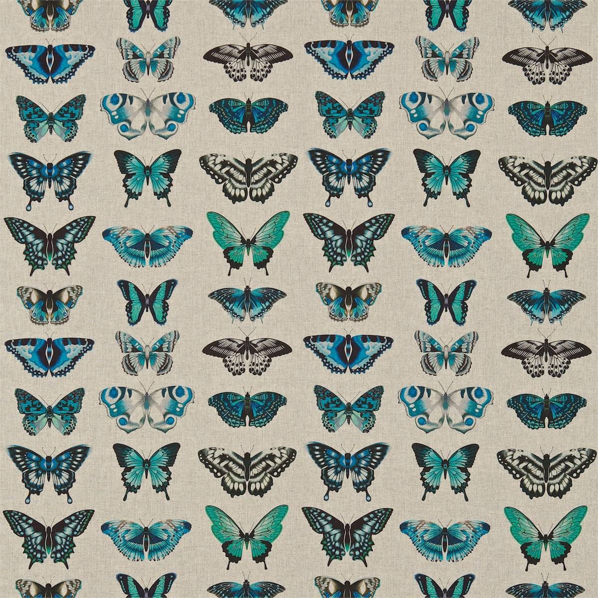 Papilio Lagoon/Indigo/Emerald Fabric by Harlequin