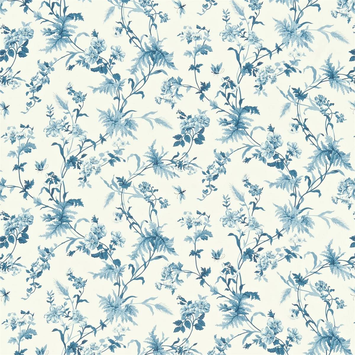 Primrose Hill China Blue/Ivory Fabric by Sanderson