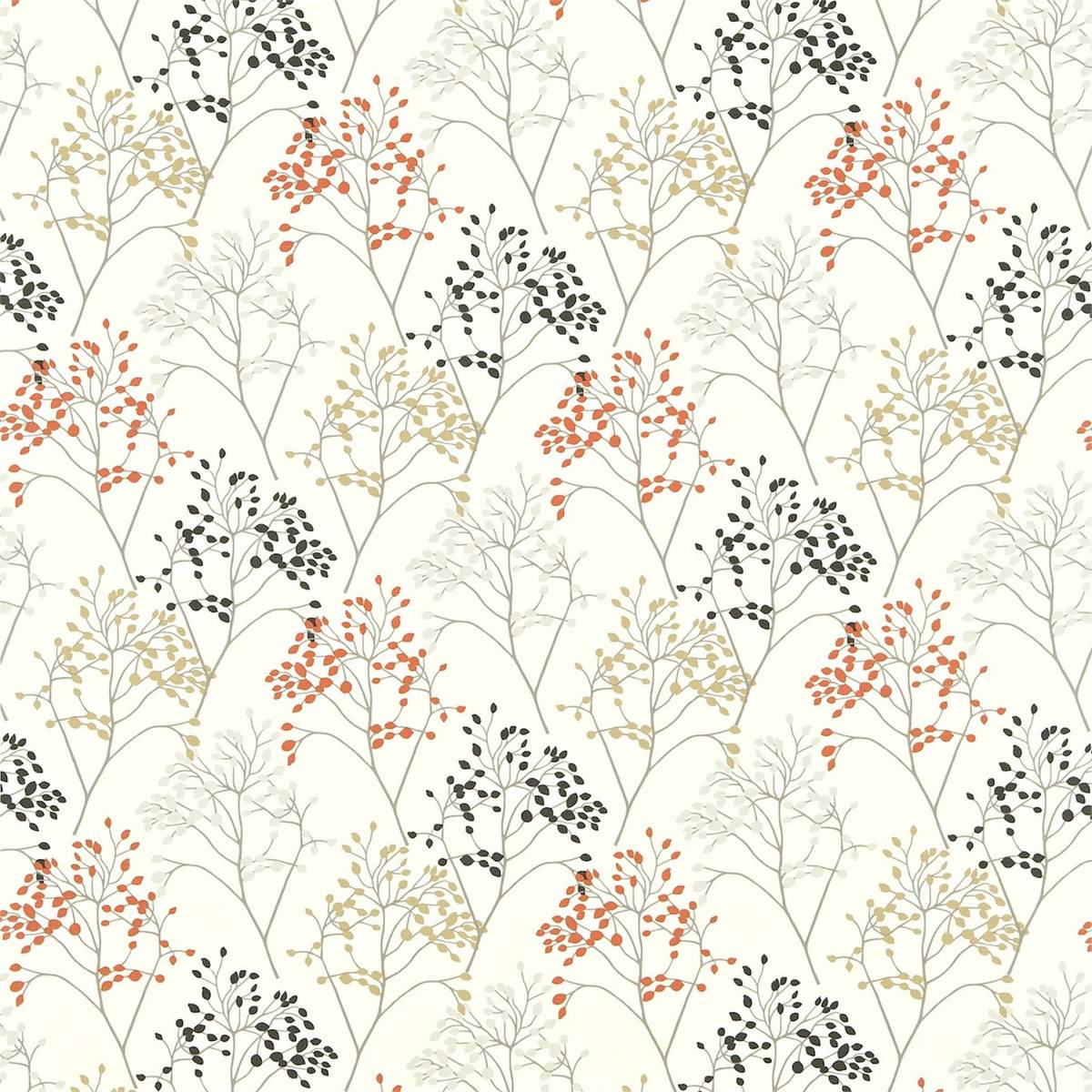 Pippin Charcoal/Coral Fabric by Sanderson