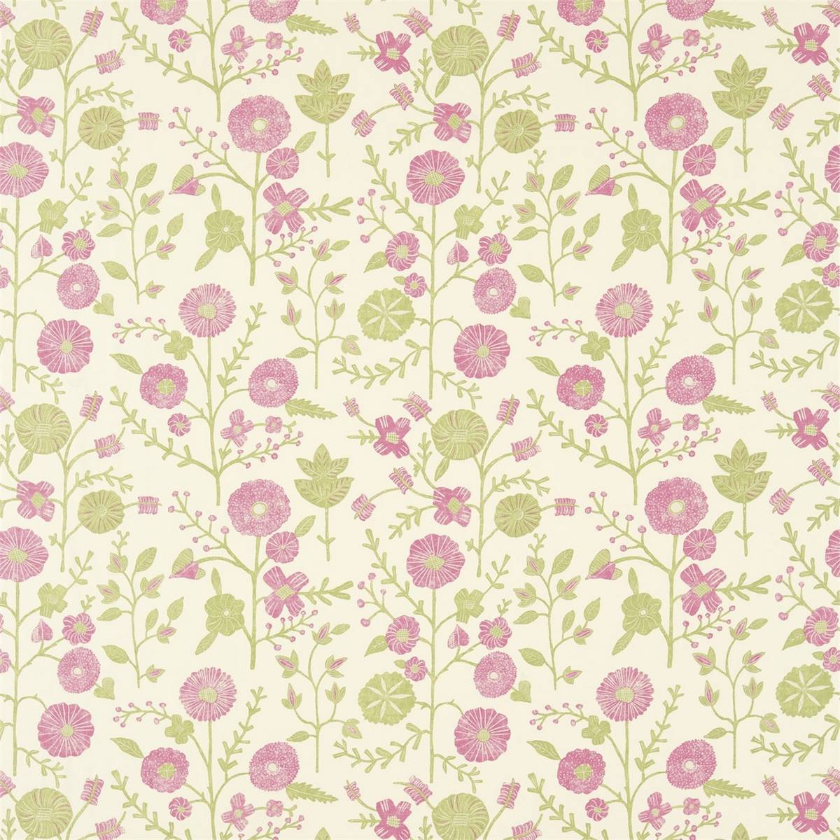 Batik Garden Magenta/Olive Fabric by Sanderson