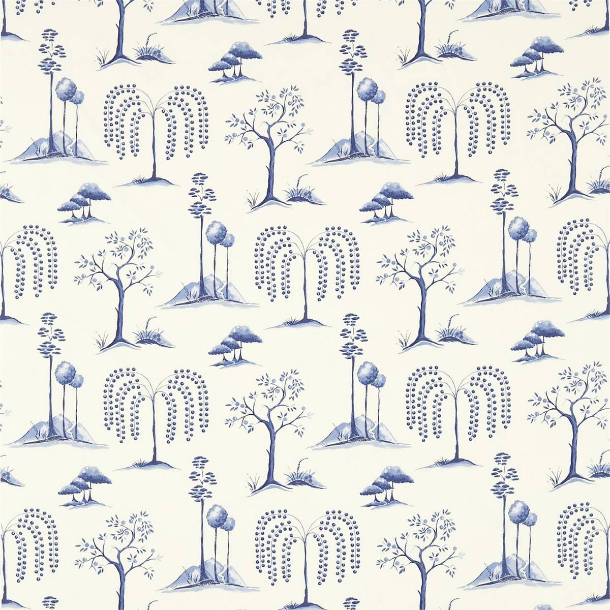Willow Tree Blue/Ivory Fabric by Sanderson