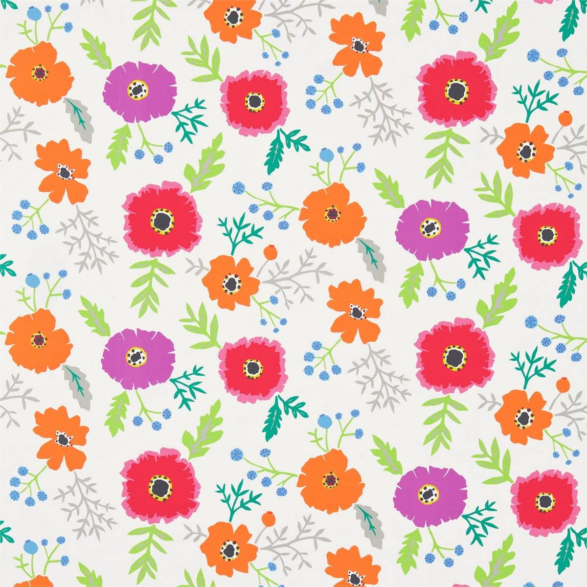 Wind Poppies Cerise/Magenta Fabric by Sanderson