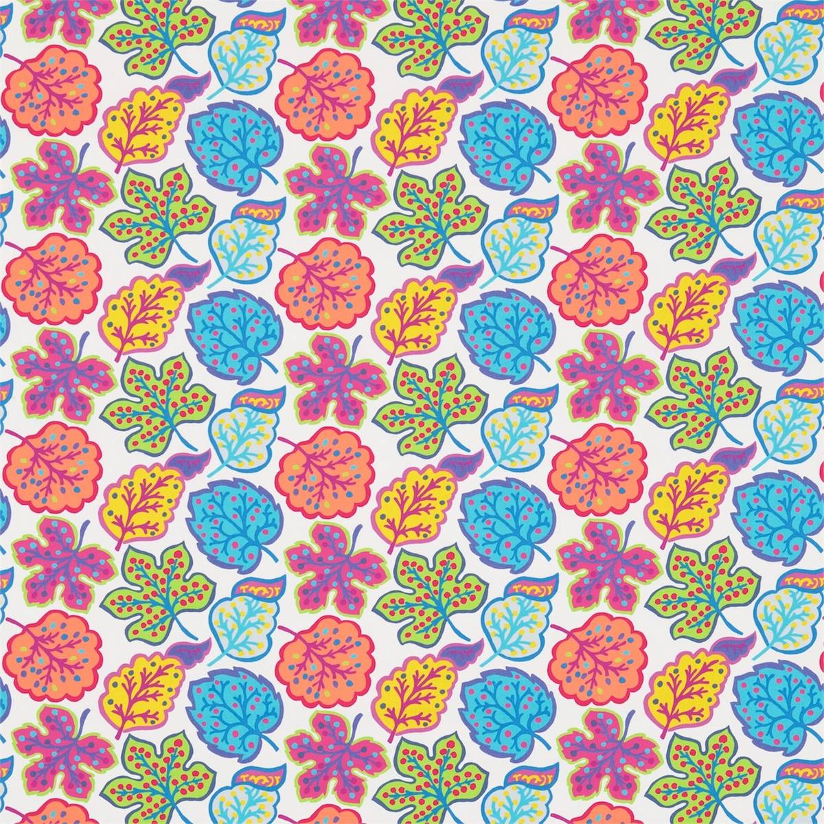 Jewel Leaves Brights Fabric by Sanderson