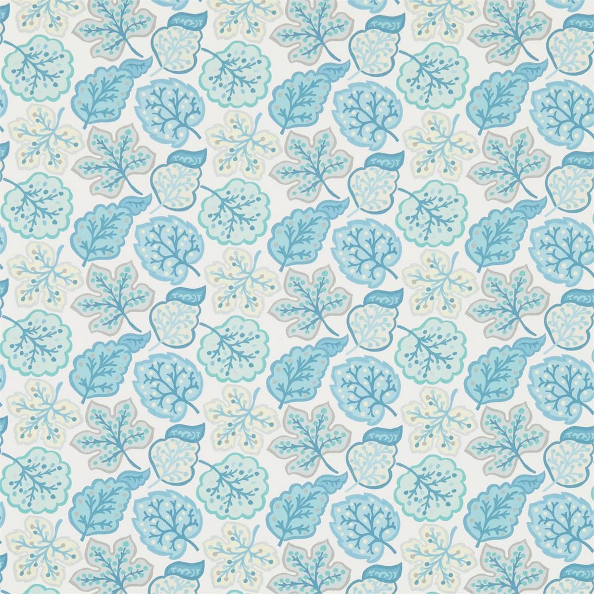 Jewel Leaves Mineral/Dove Fabric by Sanderson