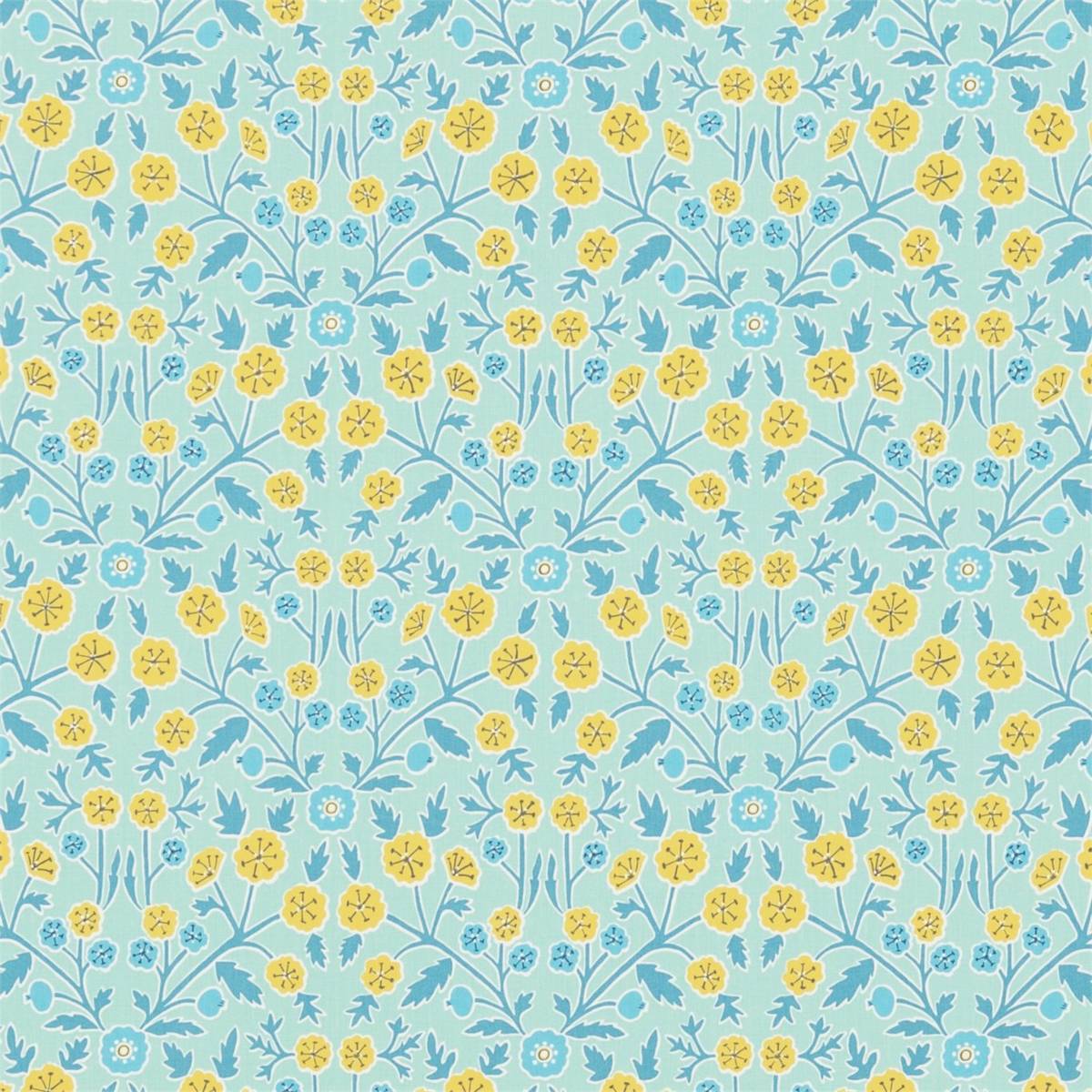 Candytuft Teal/Cadmium Fabric by Sanderson