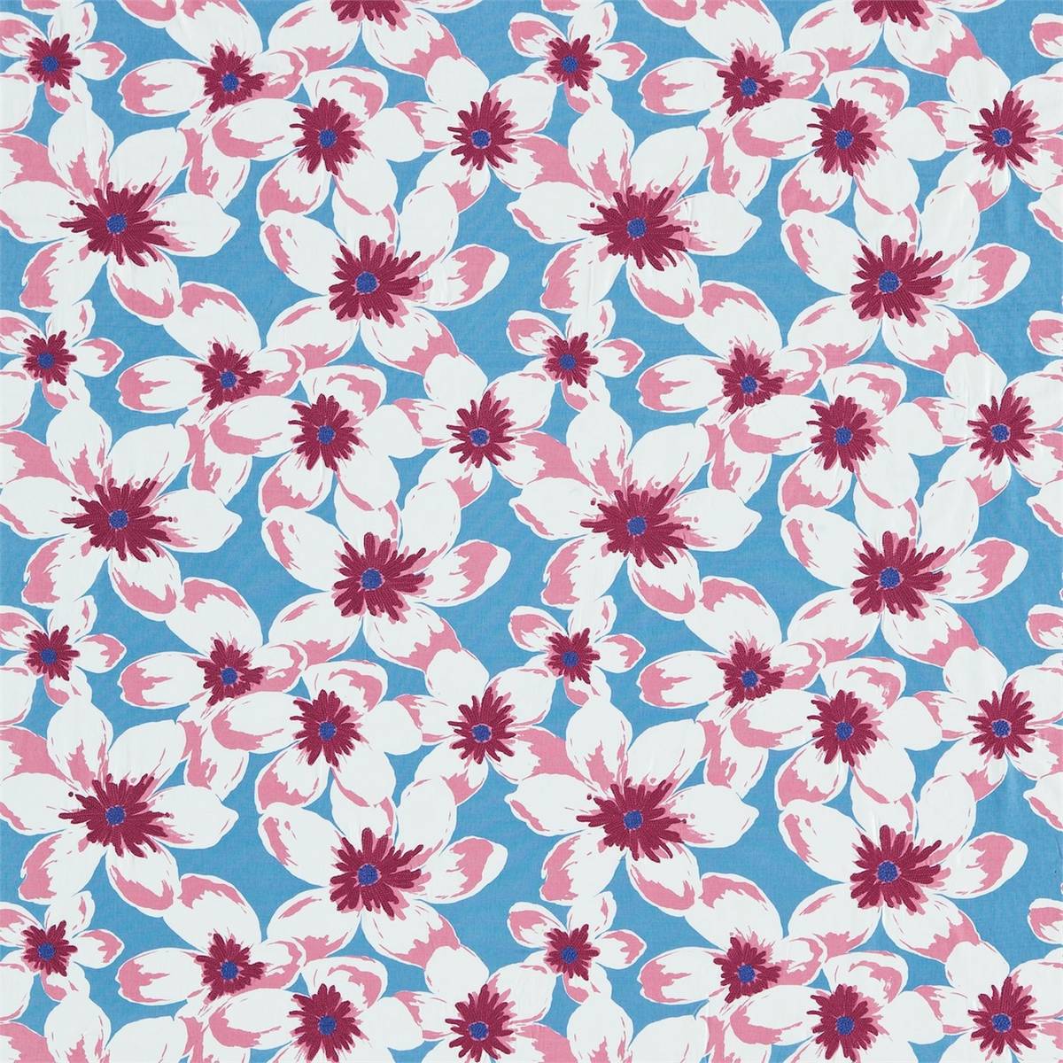 Olanda Powder Blue/Pink Fabric by Sanderson