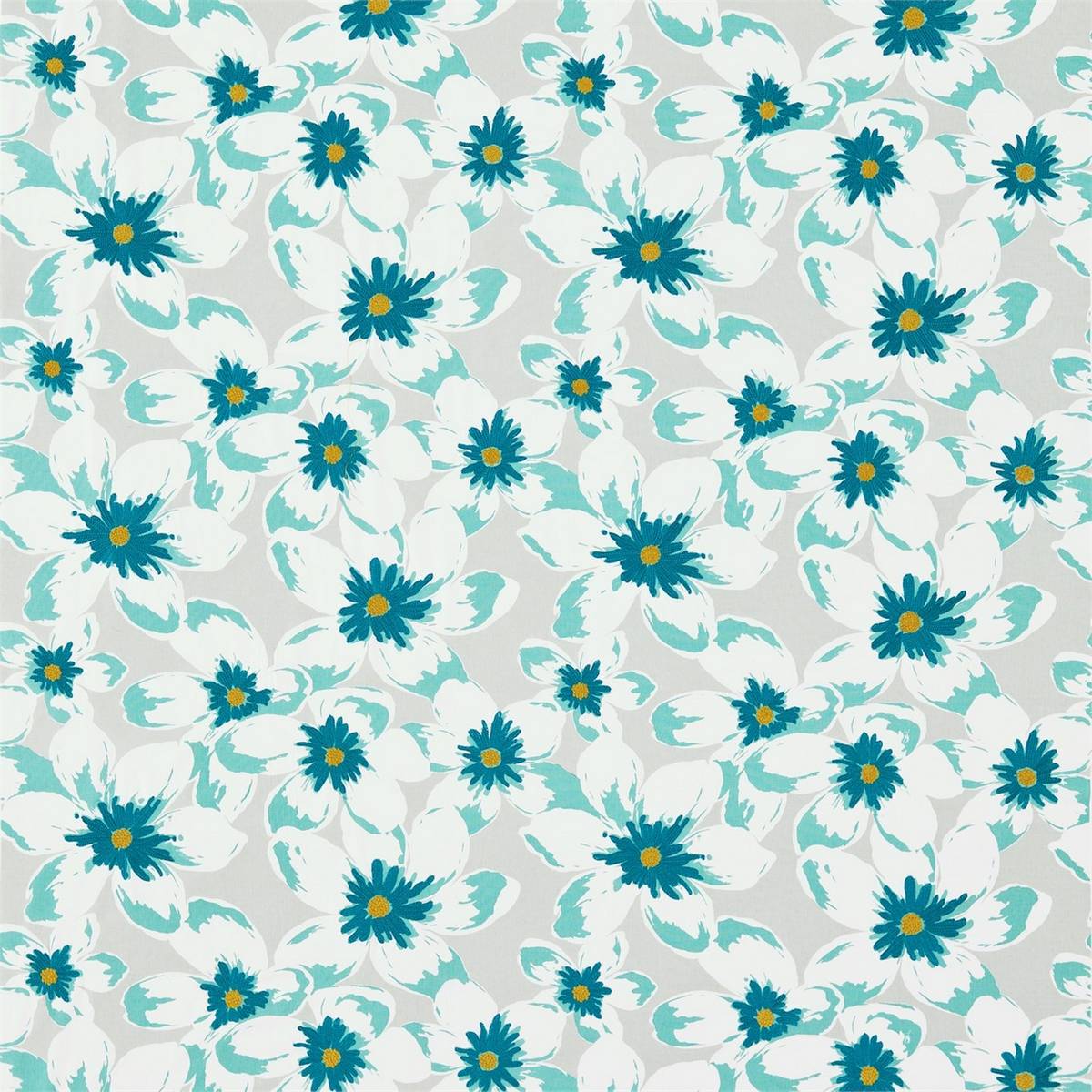 Olanda Dove/Teal Fabric by Sanderson