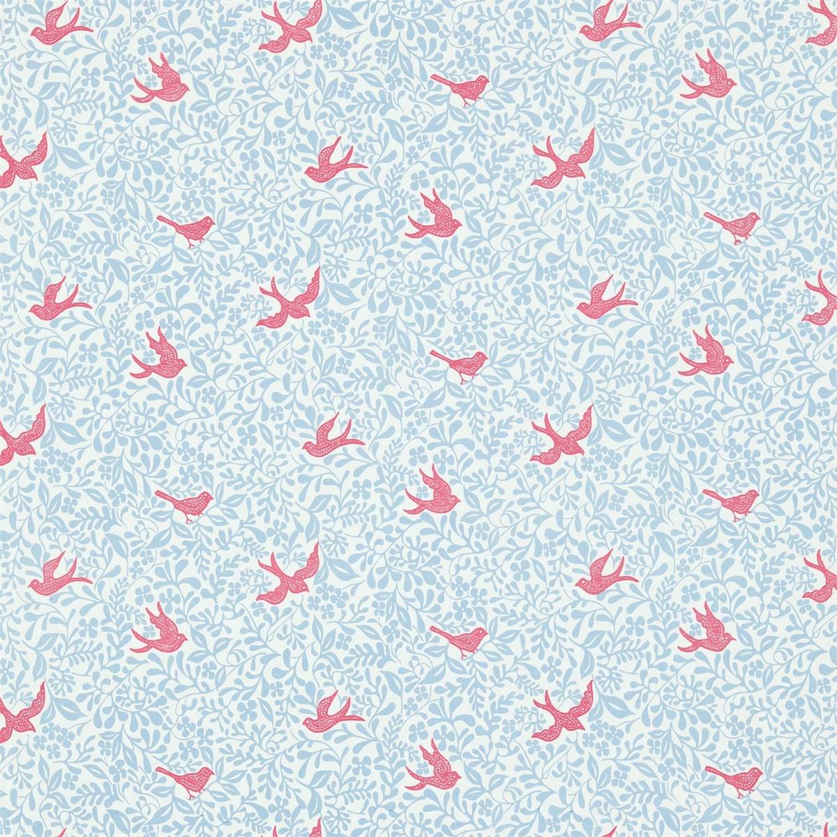 Larksong Powder Blue/Pink Fabric by Sanderson