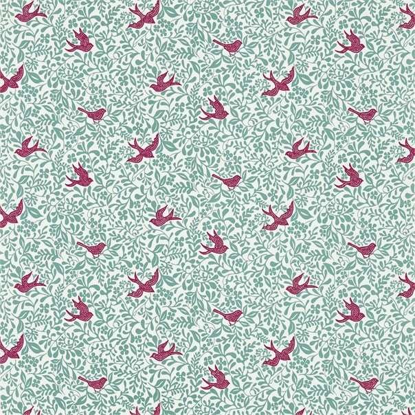 Larksong Slate/Berry Fabric by Sanderson