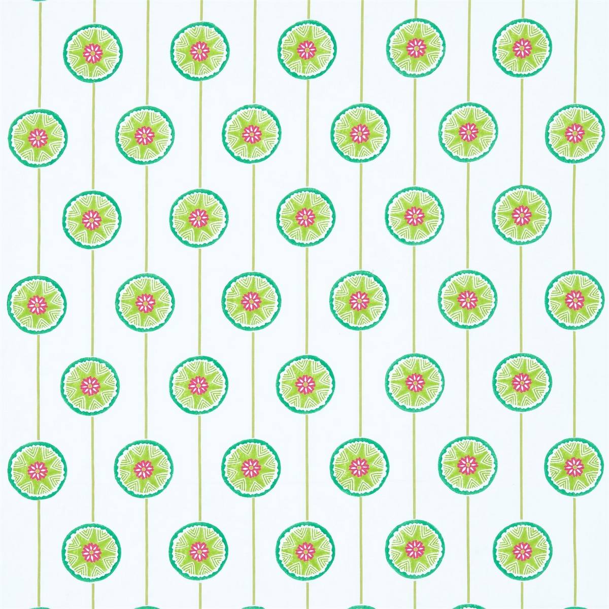 Tambourine Lime/Fuchsia Fabric by Sanderson