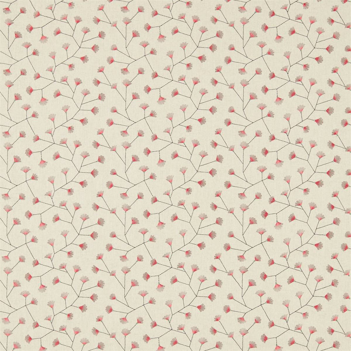 Gingko Trail Coral/Celadon Fabric by Sanderson
