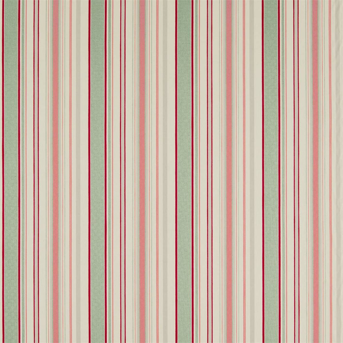 Dobby Stripe Coral/Celadon Fabric by Sanderson