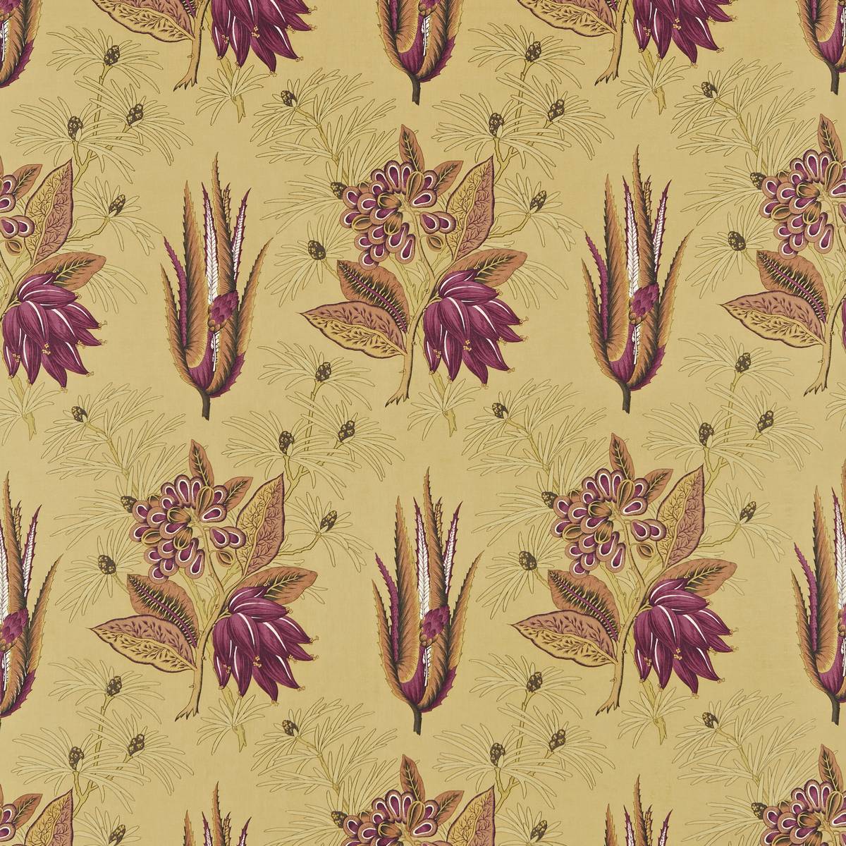 Desert Flower Chocolate/Aubergine Fabric by Zoffany