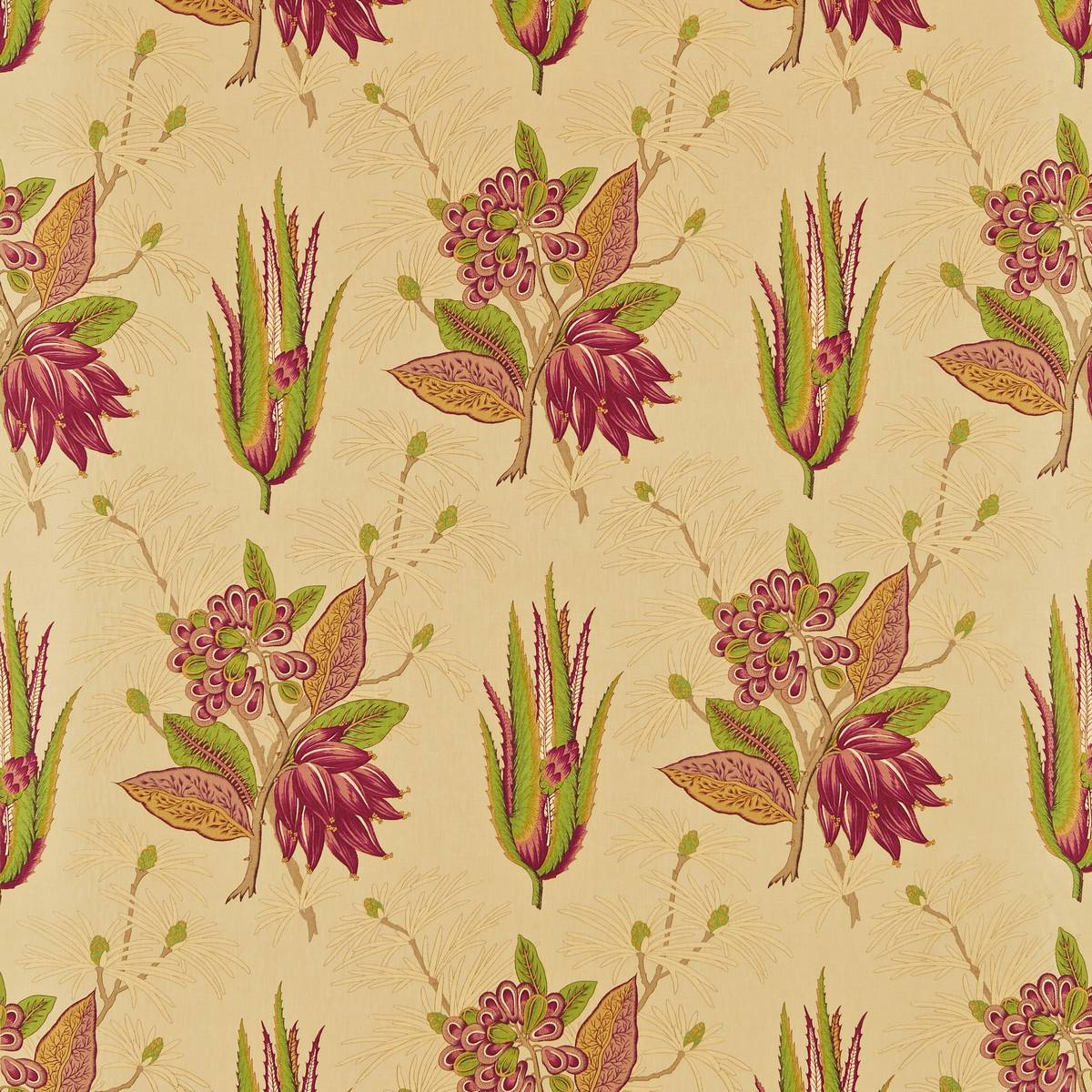 Desert Flower Russet/Green Fabric by Zoffany