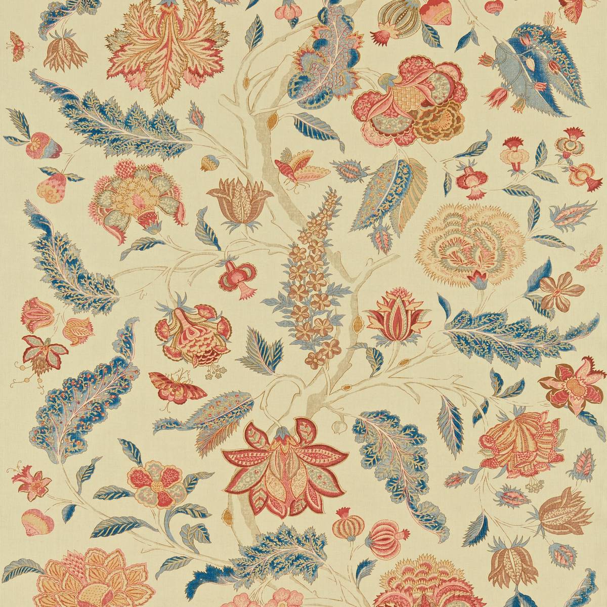 Indienne Indigo/Russet Fabric by Zoffany