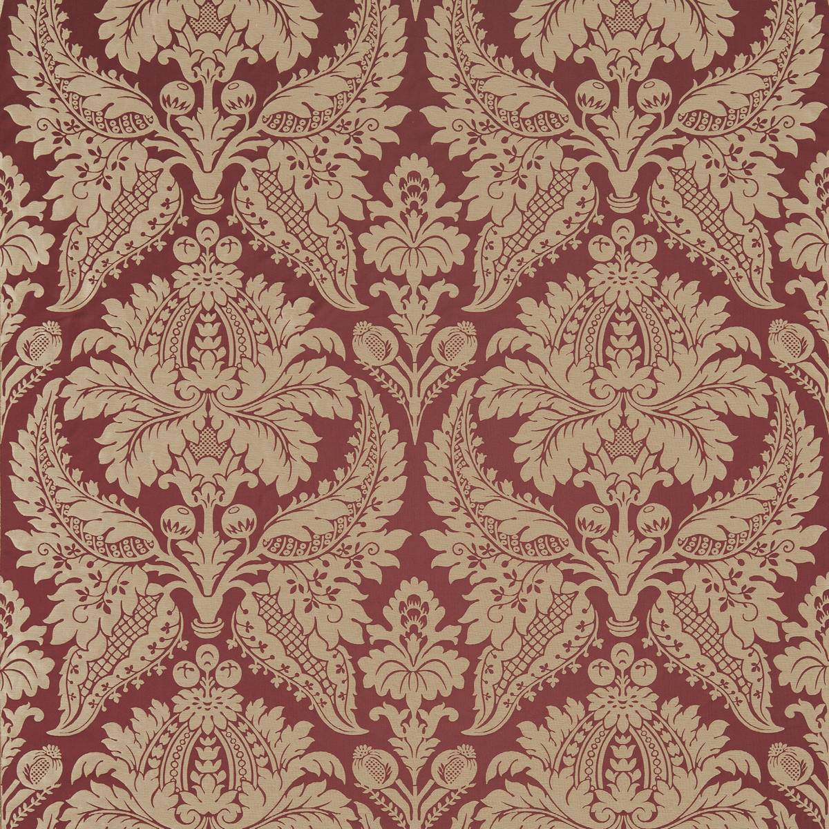 Malmaison Damask Garnet Fabric by Zoffany