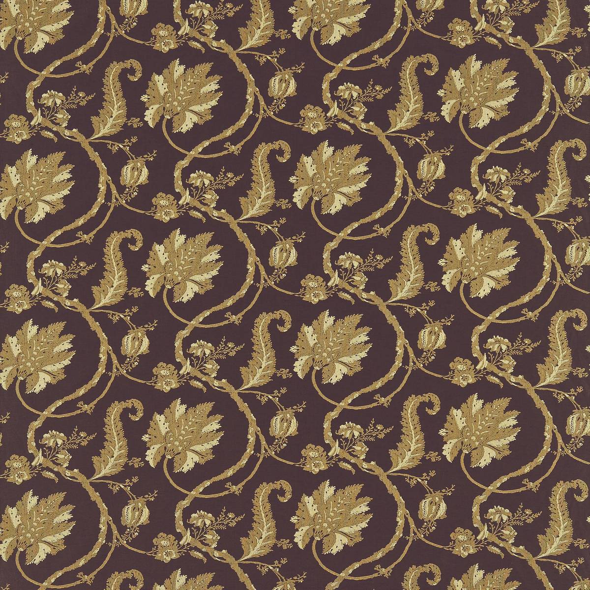 Winterthur Leaf Aubergine Fabric by Zoffany