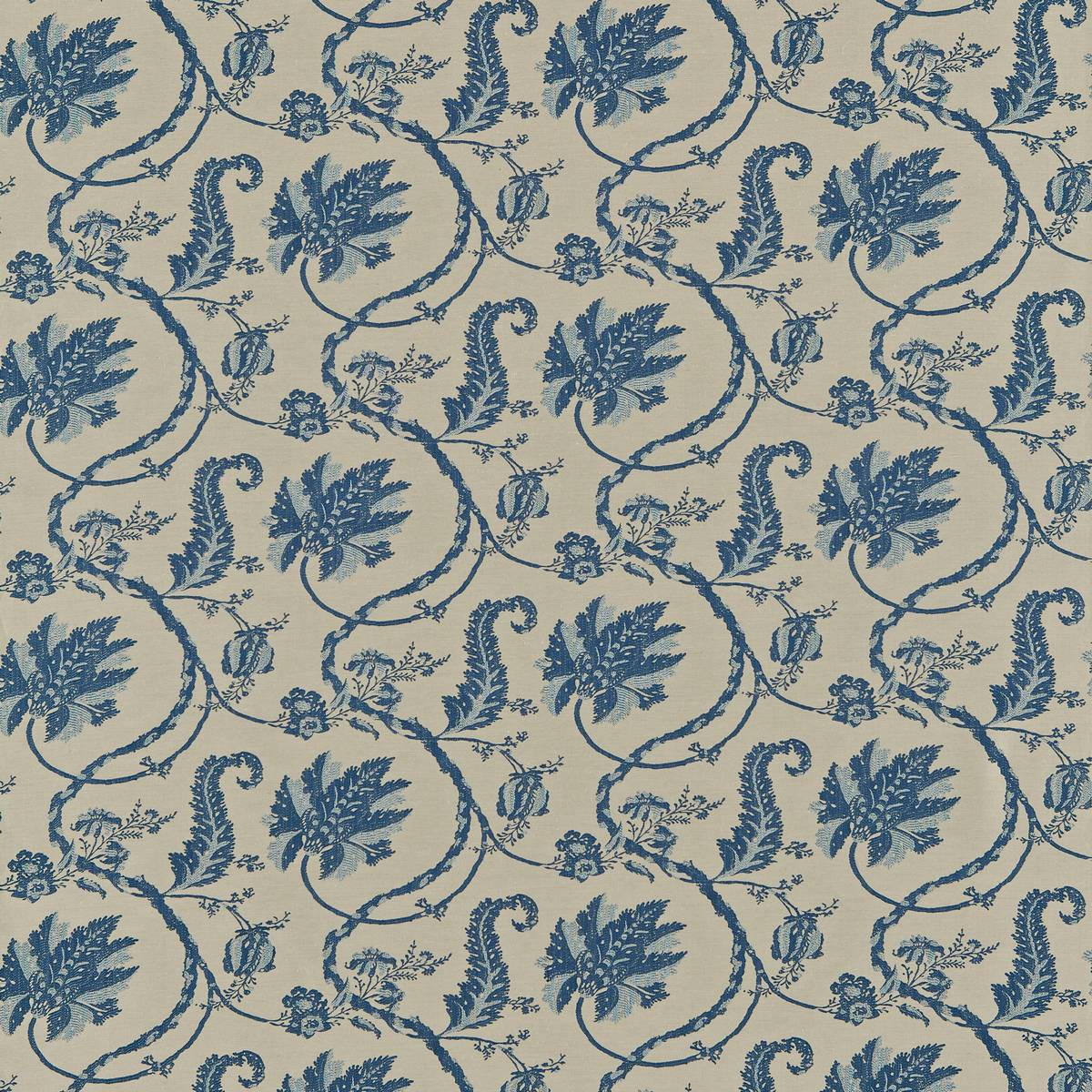 Winterthur Leaf Indigo Fabric by Zoffany