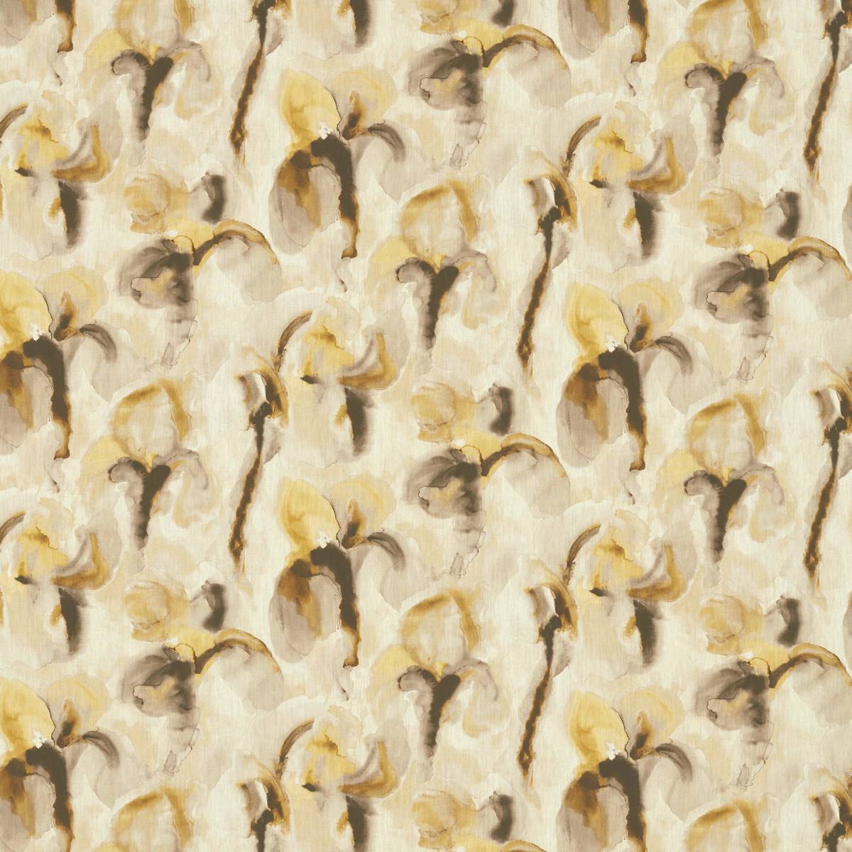 Water Iris Gold/Charcoal Fabric by Zoffany