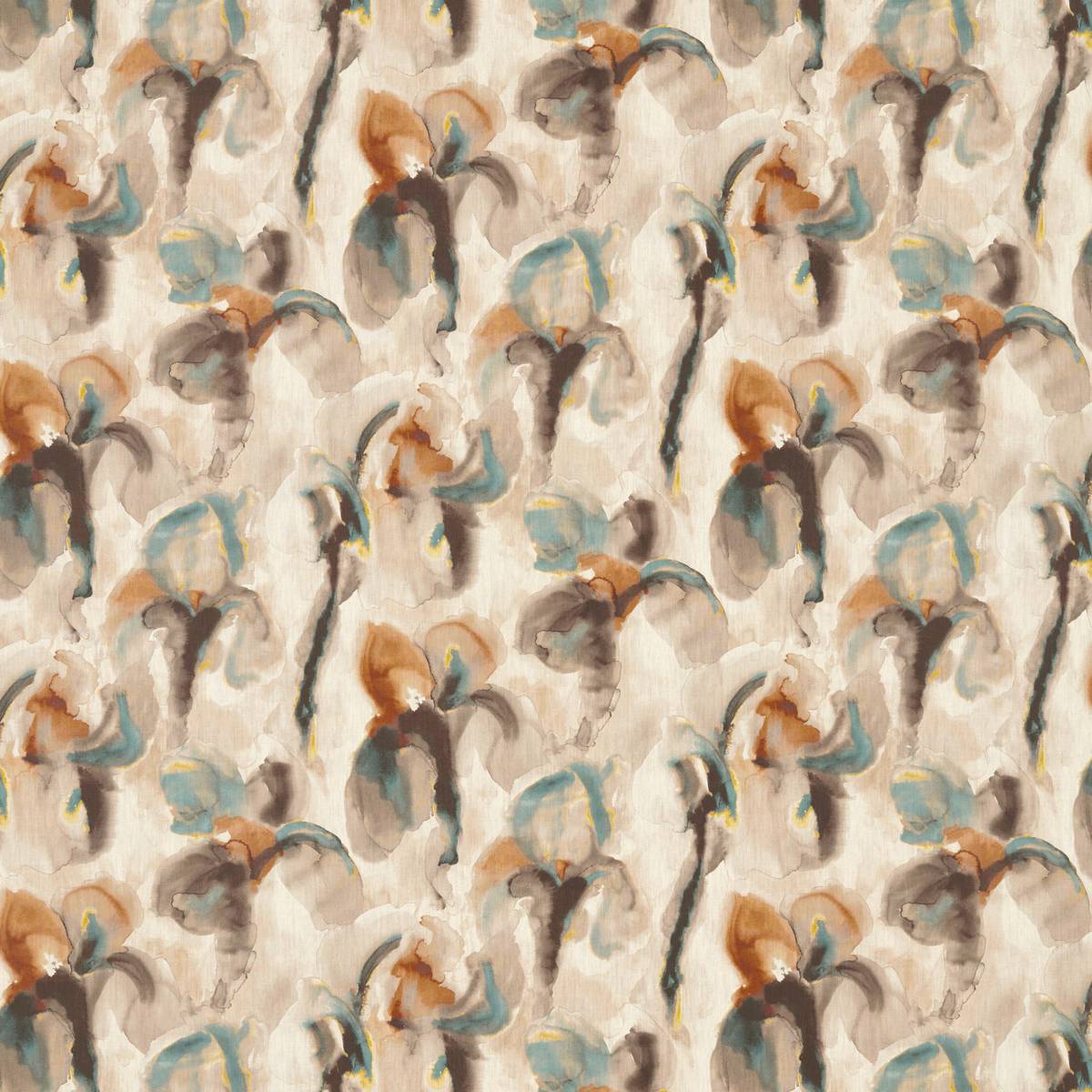 Water Iris Peacock/Copper Fabric by Zoffany