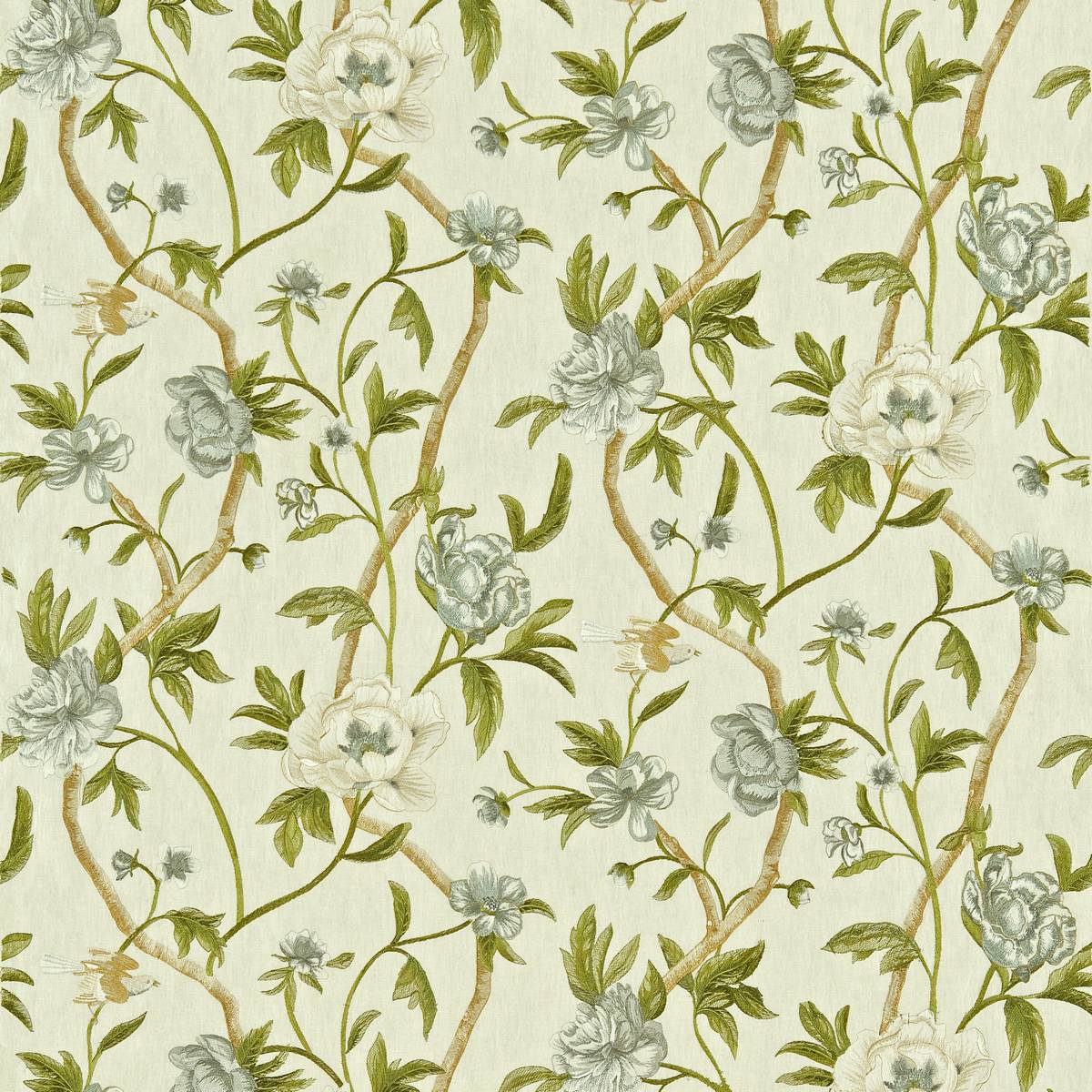 Flowering Tree Linen/Silver Fabric by Zoffany