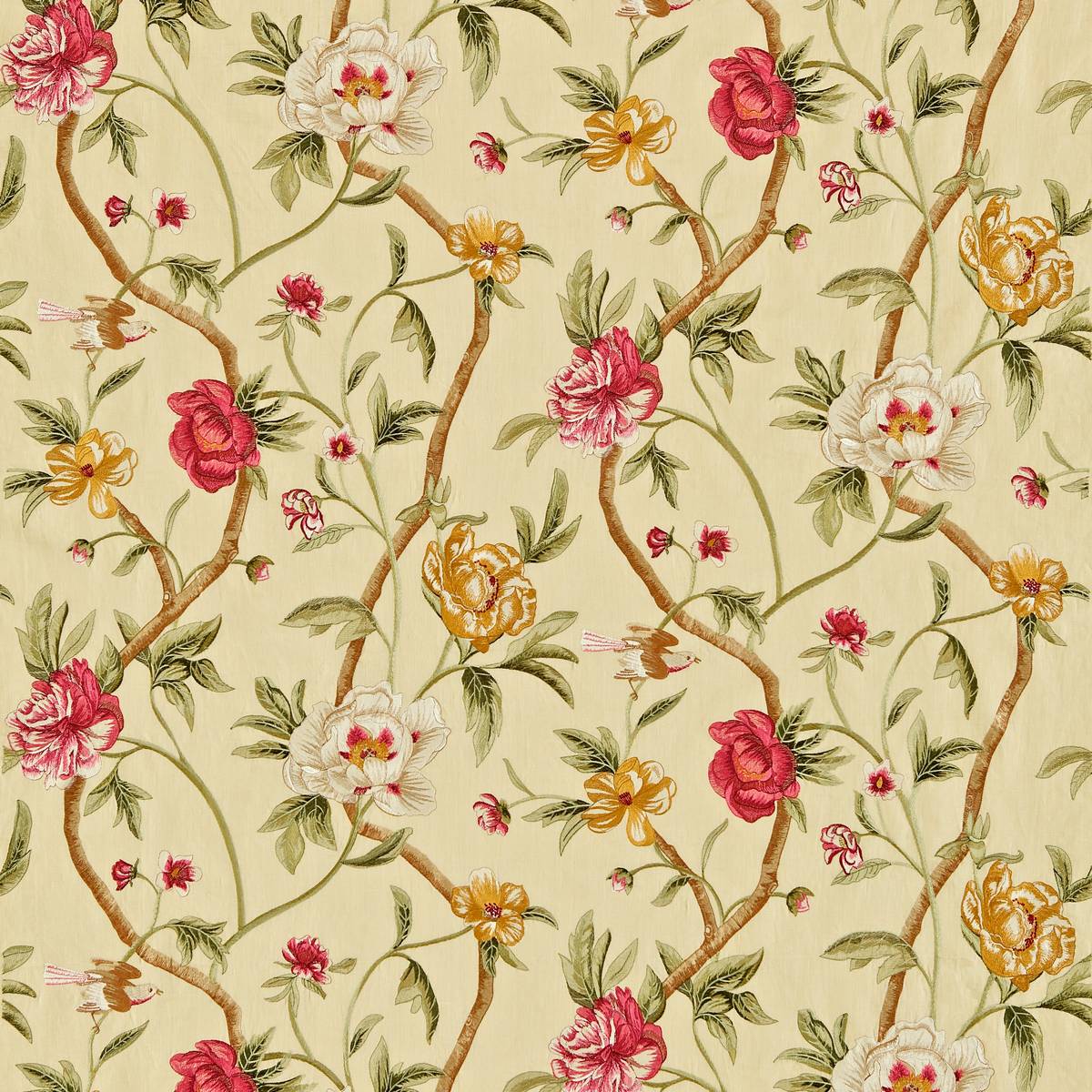 Flowering Tree Pink/Green Fabric by Zoffany