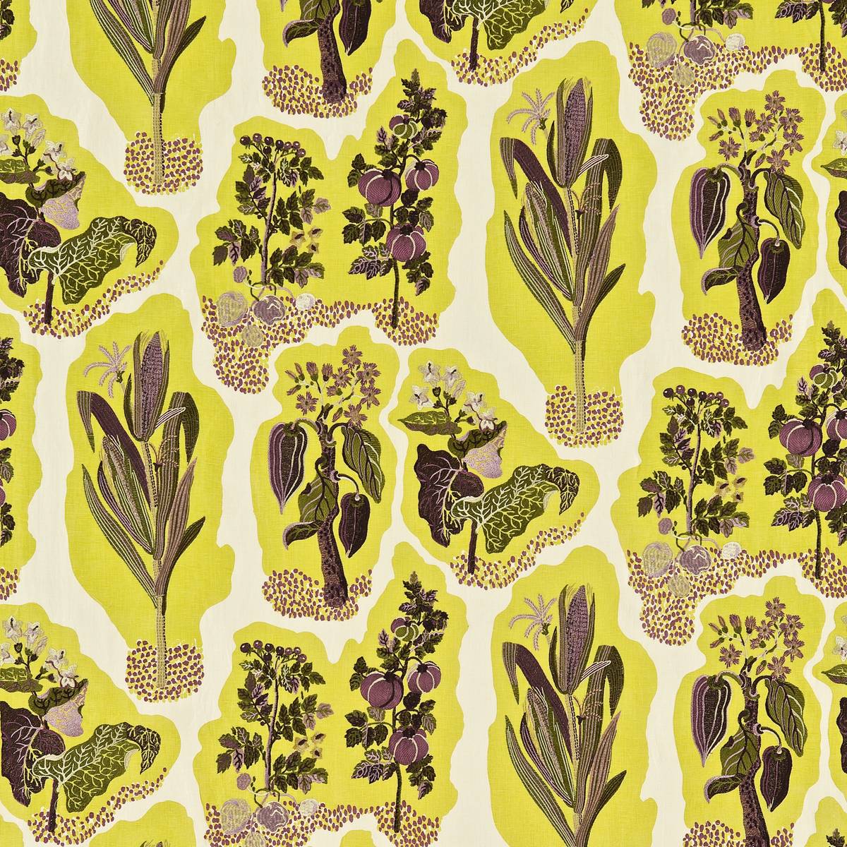Harvest Aubergine/Green Fabric by Zoffany