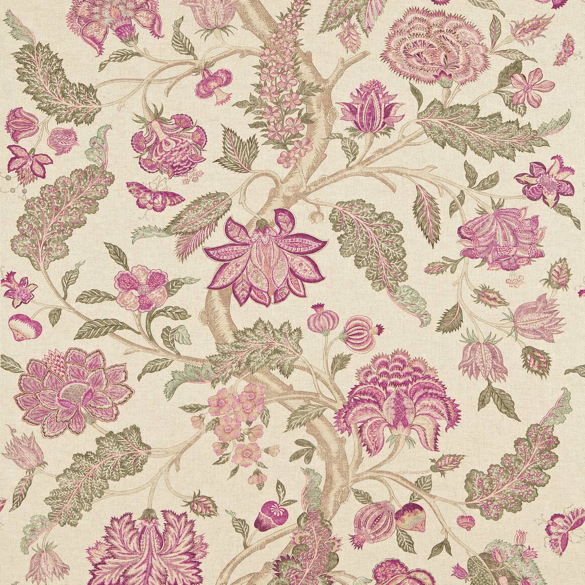 Kalamkari Moss/Pink Fabric by Zoffany