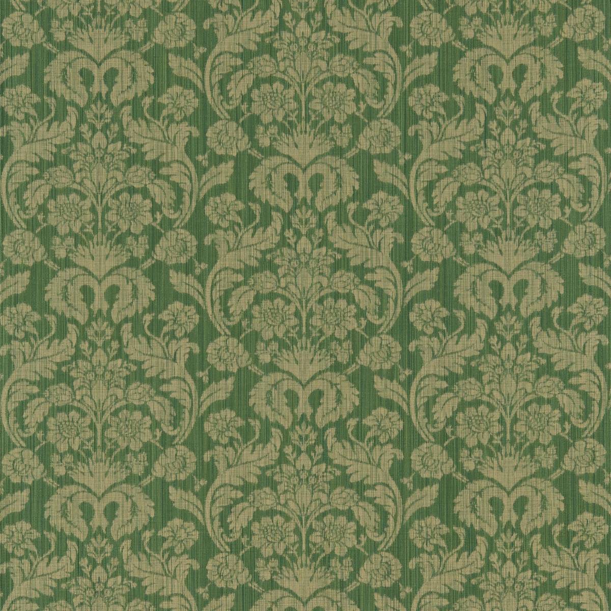 Damask Rose Emerald Fabric by Zoffany