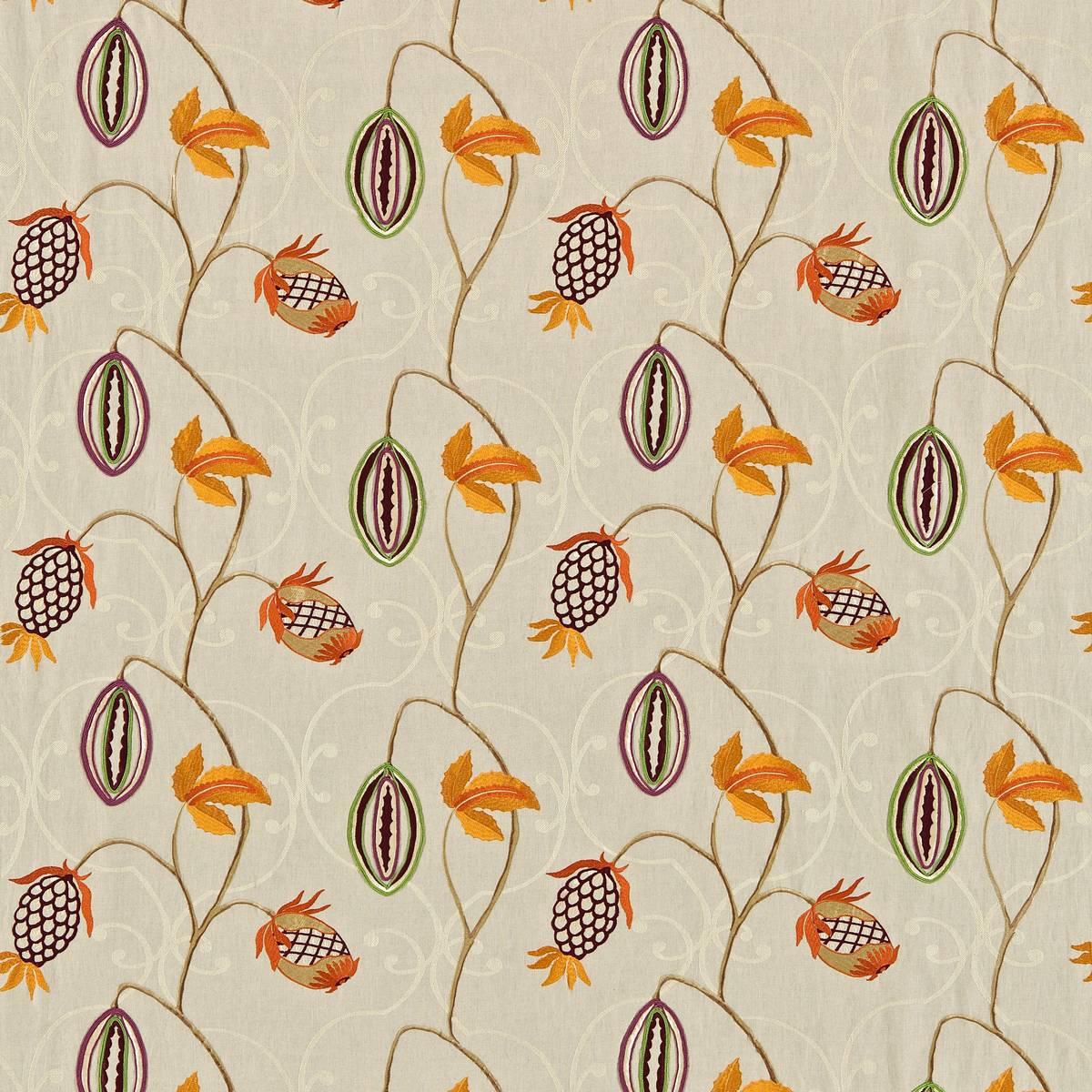Cocoa Aubergine/Orange Fabric by Zoffany