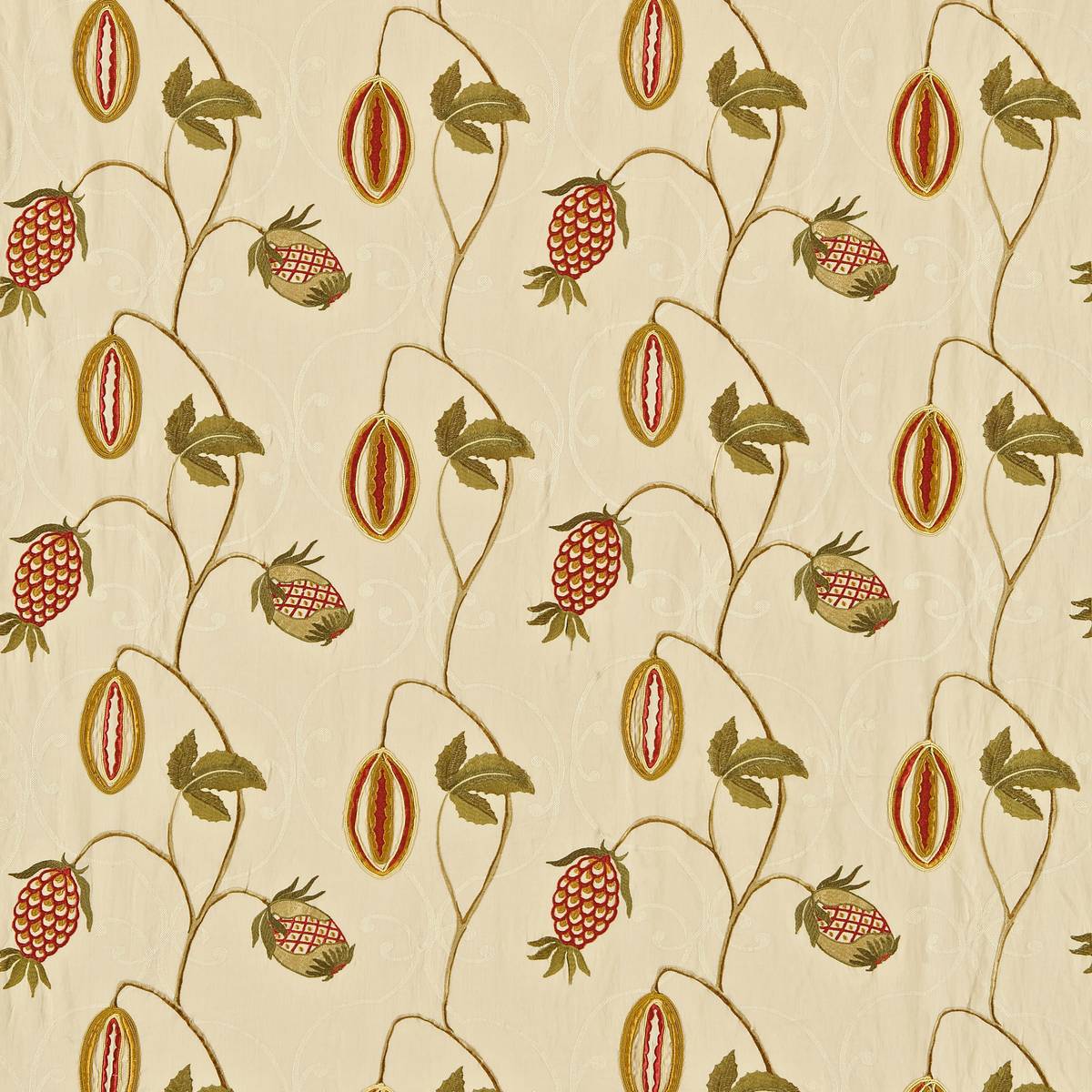 Cocoa Russet/Green Fabric by Zoffany