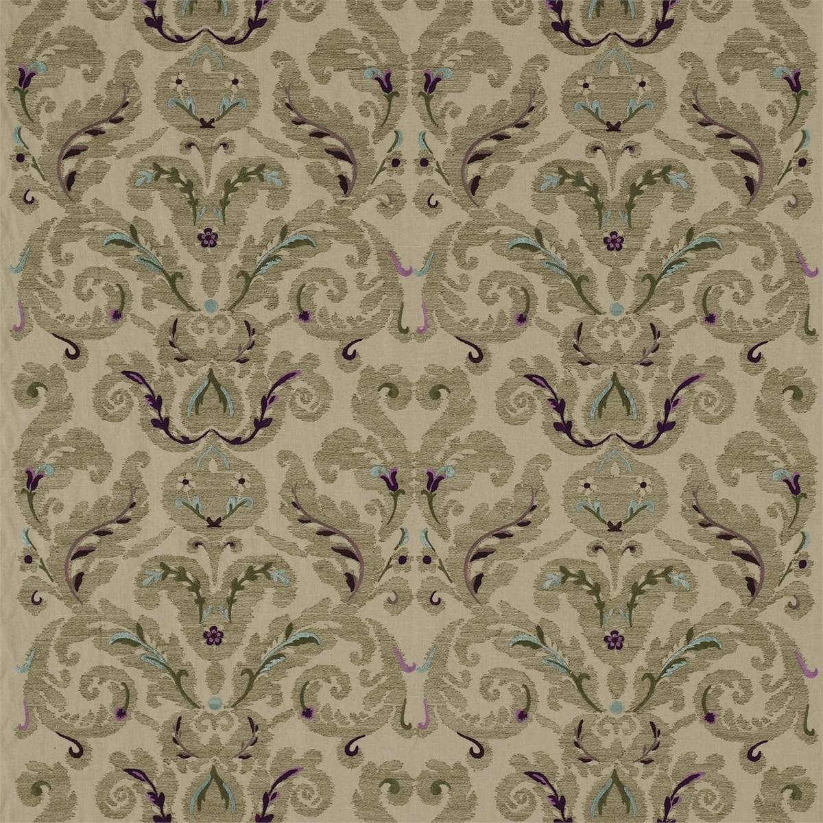 Brocatello Embroidery Amethyst/Teal Fabric by Zoffany
