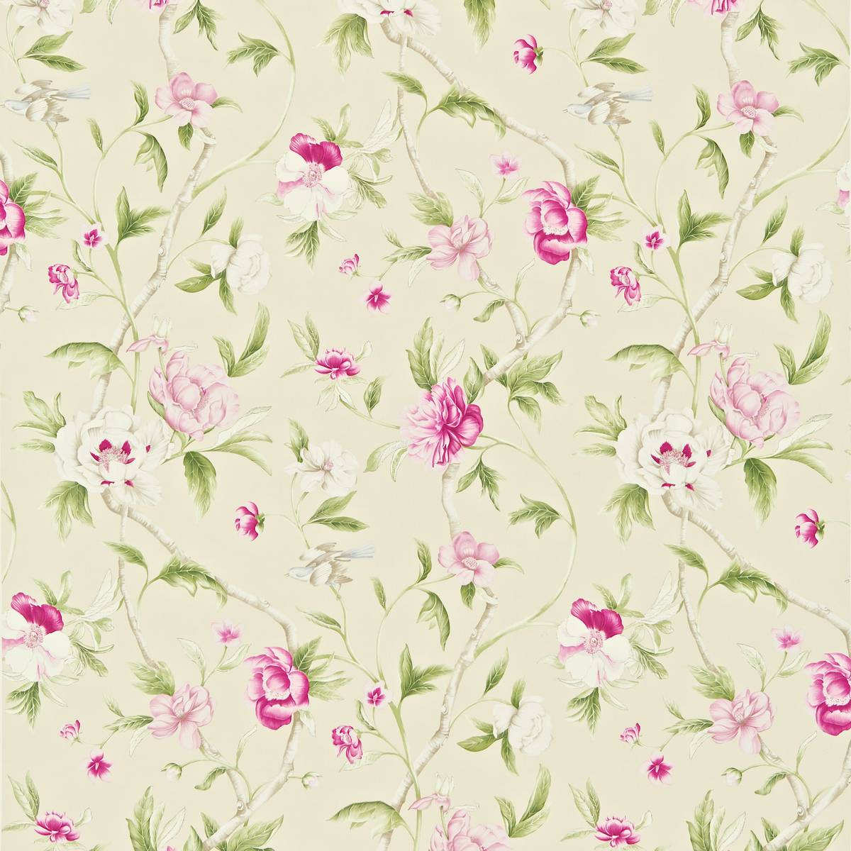 Flowering Tree Cream/Pink Fabric by Zoffany