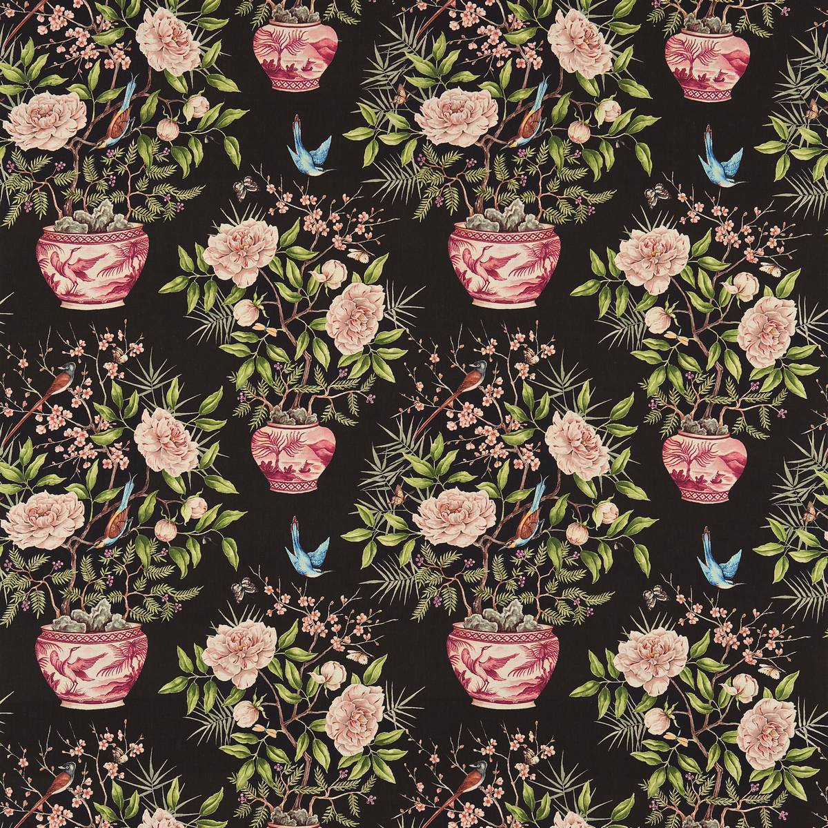 Romey's Garden Ebony Fabric by Zoffany