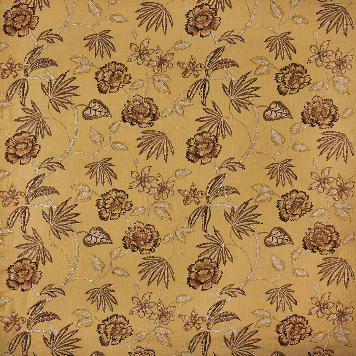 Lotus Flower Umber Fabric by Prestigious Textiles